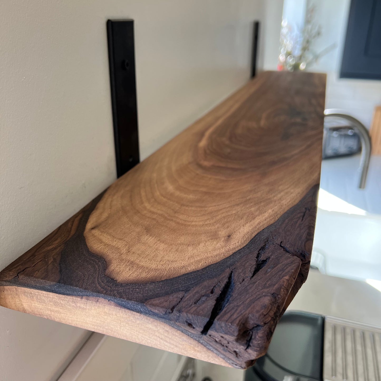 The 'One-Off' Black Walnut Live Edge Shelf | 100cm