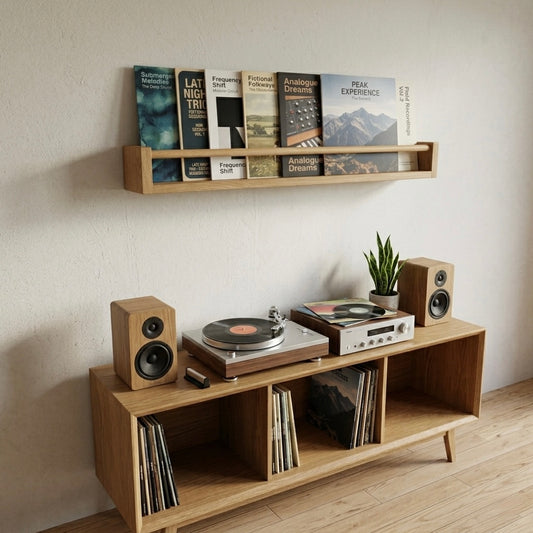 Solid Oak Floating Ledge | Vinyl Record Holder & Nursery Shelf