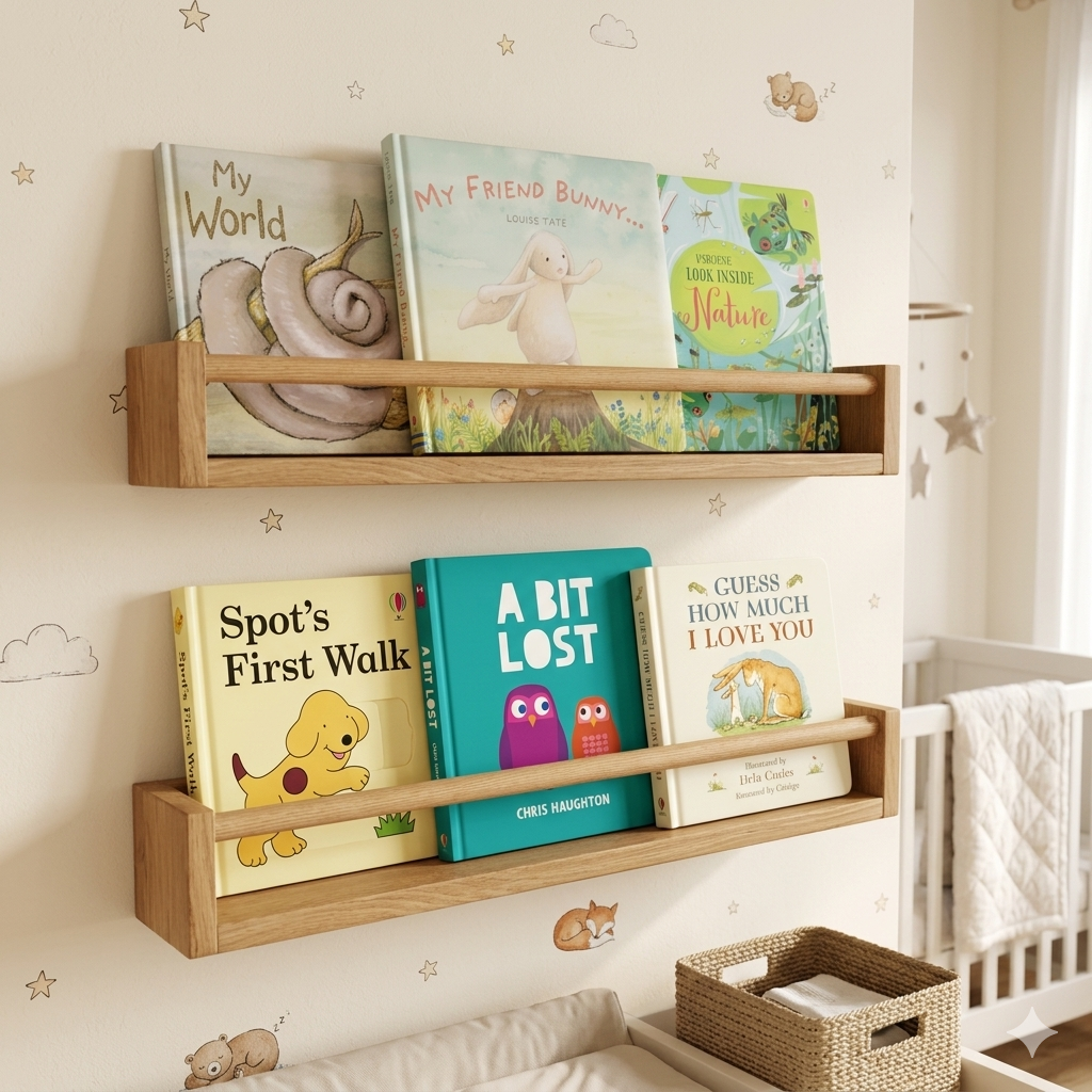 Solid Oak Floating Ledge | Vinyl Record Holder & Nursery Shelf