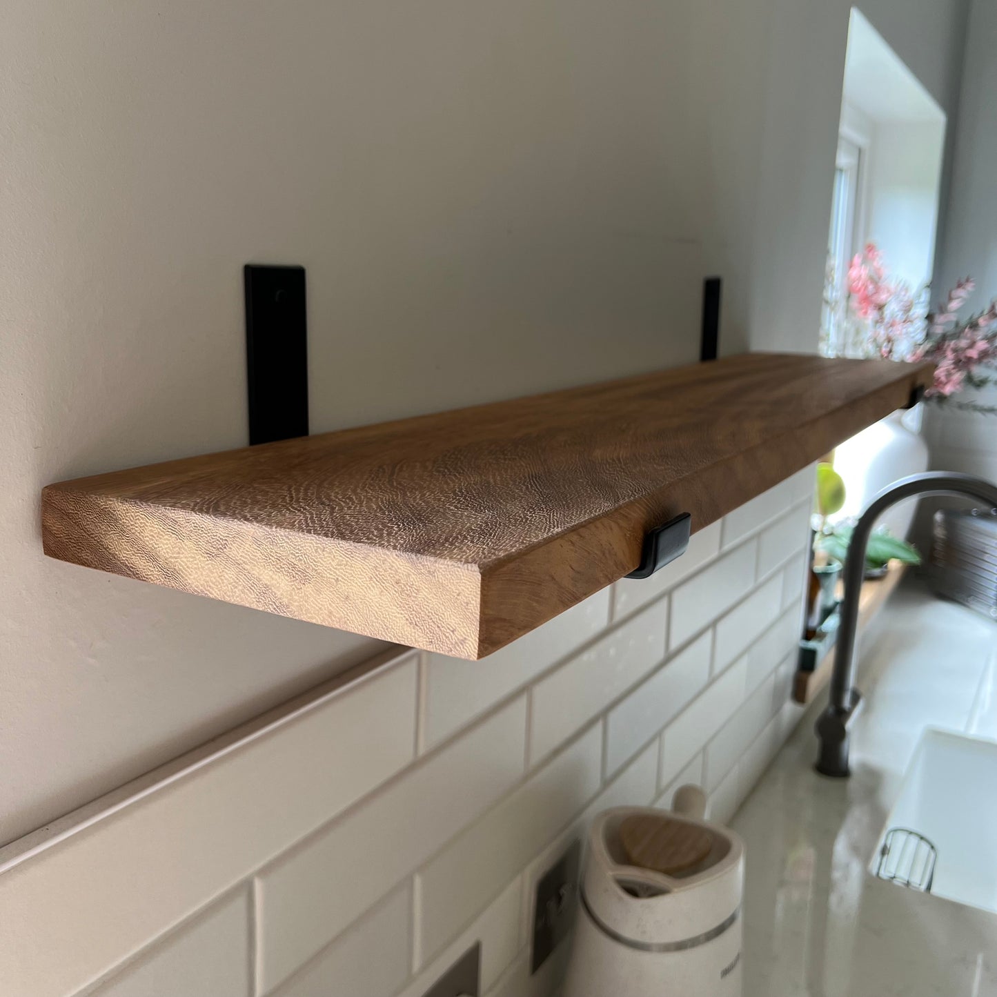 Solid African Iroko Floating Shelf | The 'African Teak' Artisan Ledge