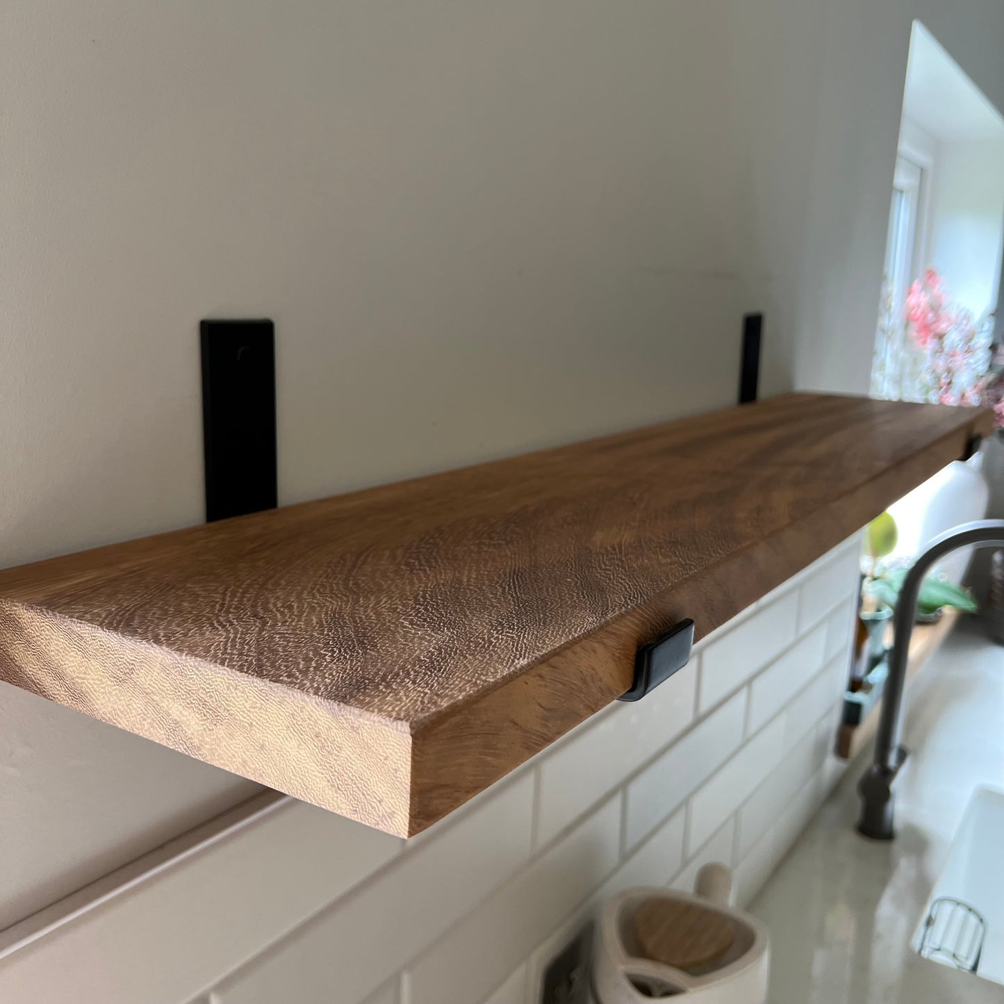 Solid African Iroko Floating Shelf | The 'African Teak' Artisan Ledge