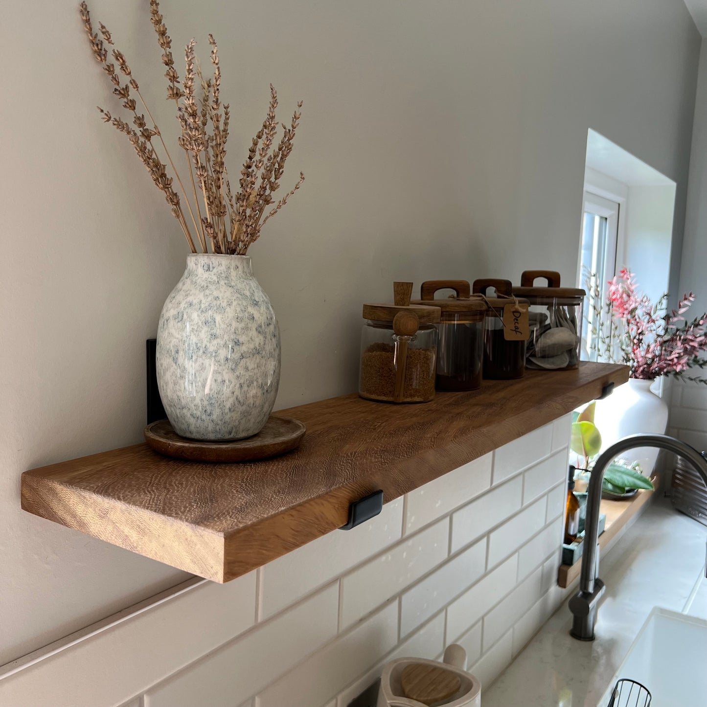 Solid African Iroko Floating Shelf | The 'African Teak' Artisan Ledge