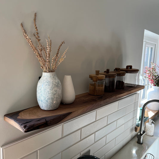 The 'One-Off' Black Walnut Live Edge Shelf | 100cm