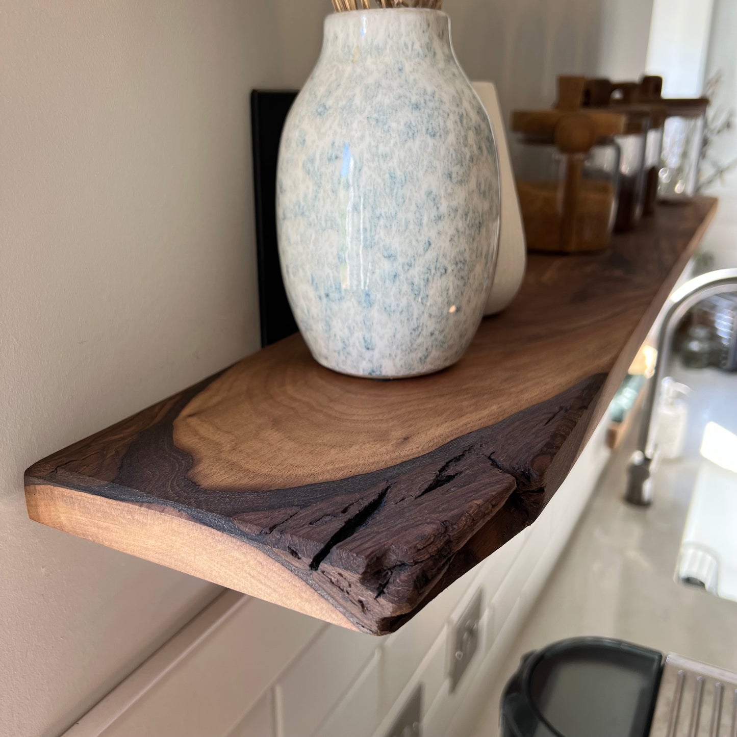 The 'One-Off' Black Walnut Live Edge Shelf | 100cm
