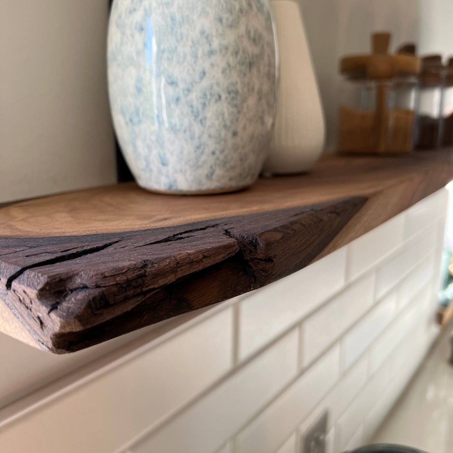 The 'One-Off' Black Walnut Live Edge Shelf | 100cm