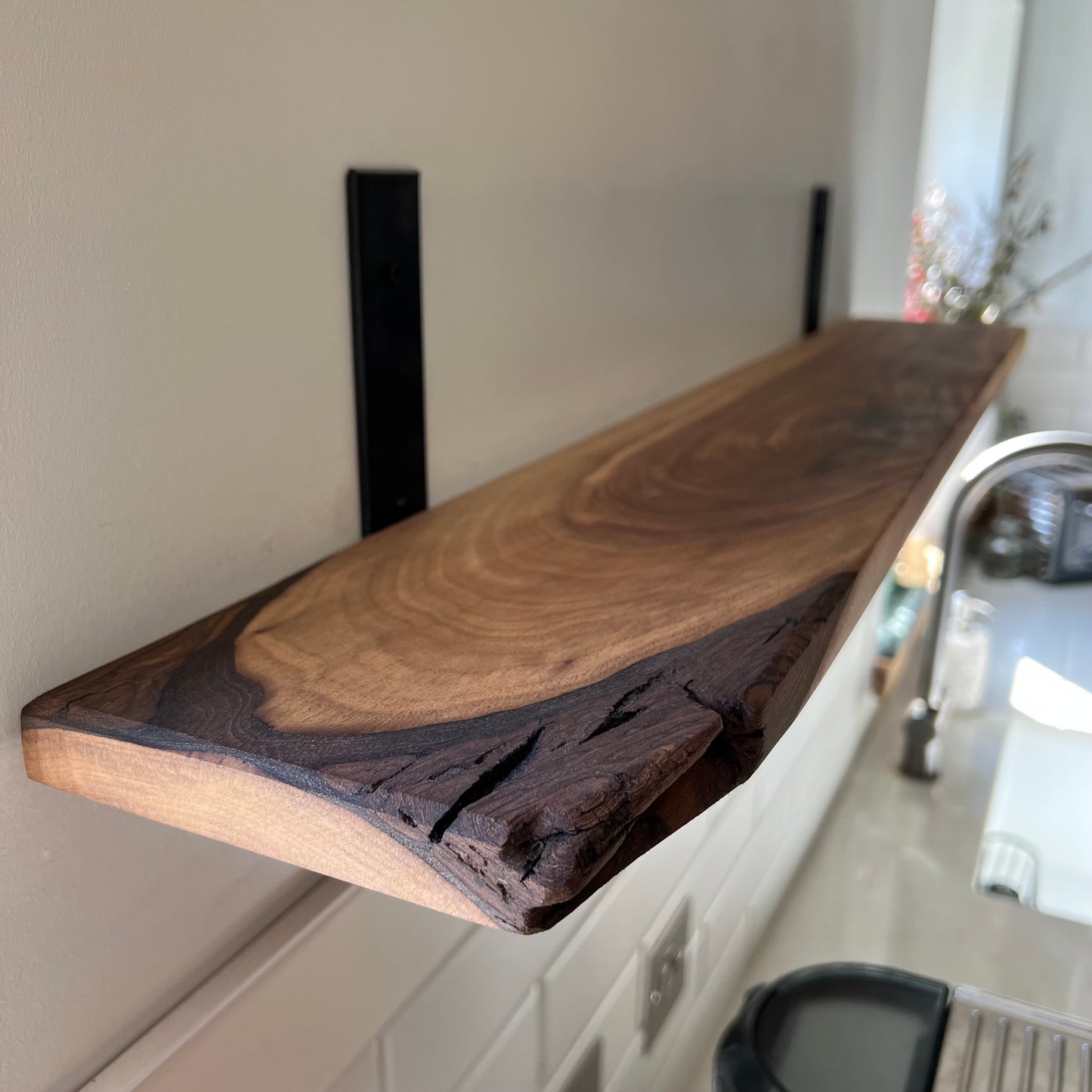 The 'One-Off' Black Walnut Live Edge Shelf | 100cm